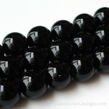 4 to 18mm natural black agate semi-precious loose beads gemstone, round polished